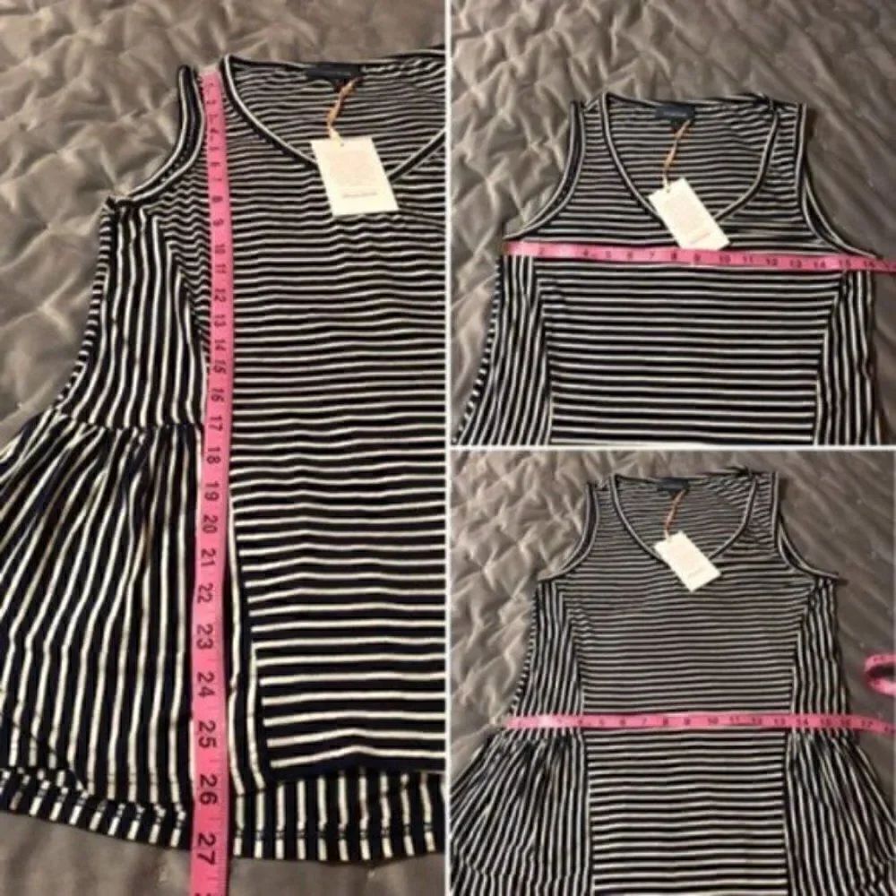 Modcloth Stripe Ruffle Tank Top In Every Direction Knit Navy Blue Cream White S - Picture 12 of 12
